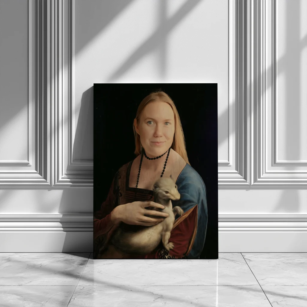 Portret na płótnie - Dama z gronostajem portret kobiety obraz na płótnie