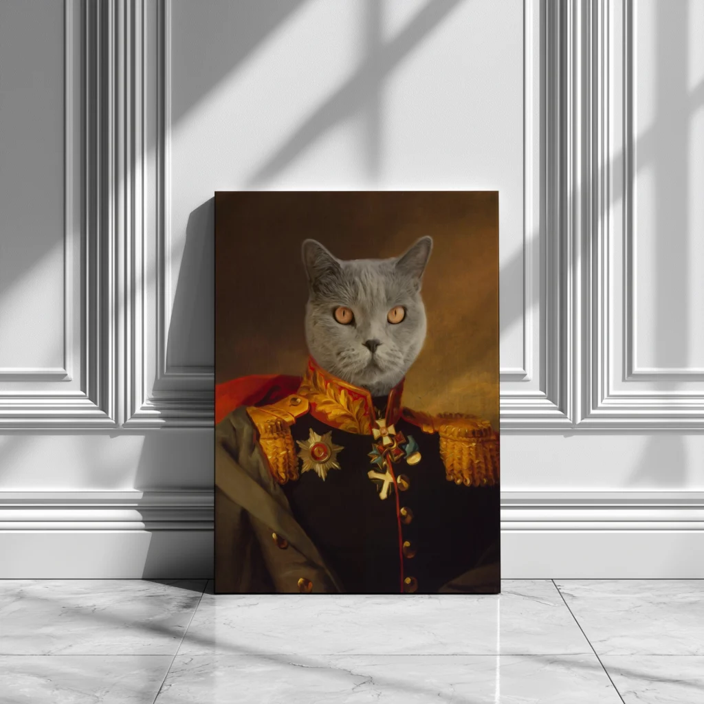 portret kota - Generał Mruczek portret na płótnie ze zdjęcia