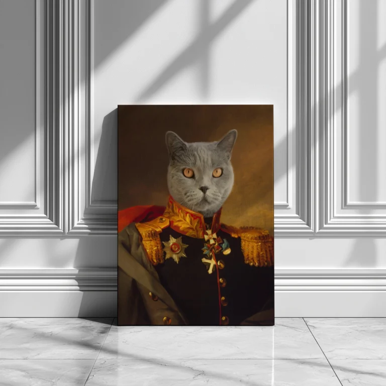 portret kota - Generał Mruczek portret na płótnie ze zdjęcia