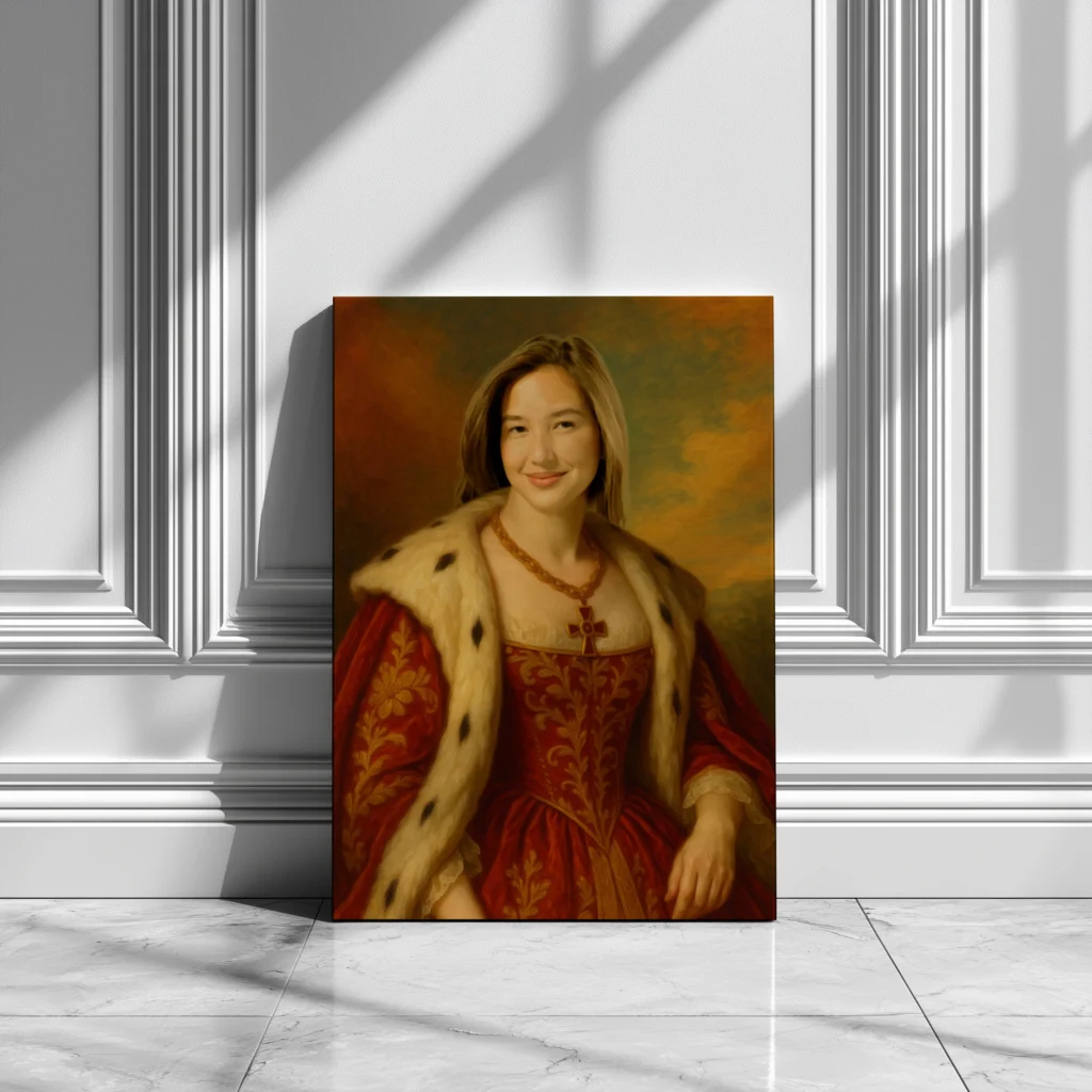 Portret na płótnie - Dama w Karmazynie pomysł na prezent na dzień matki