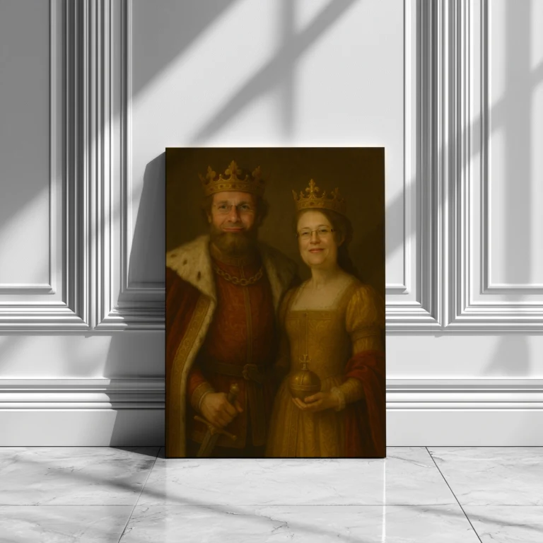 Portret na płótnie - Monarsza Para pomysł na prezent dla babci i dziadka