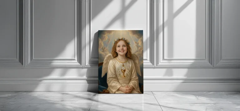 Pamiątka pierwszej komunii świętej happy portret